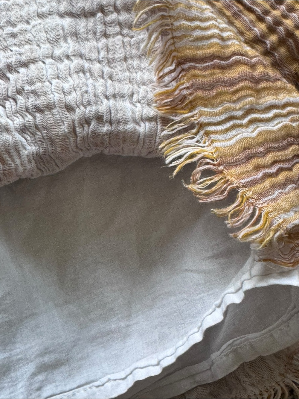Aerie Smocked Tiered Mini Skirt Small Neutral Stripe Boho Ruffle Fringe Hem - Picture 6 of 8